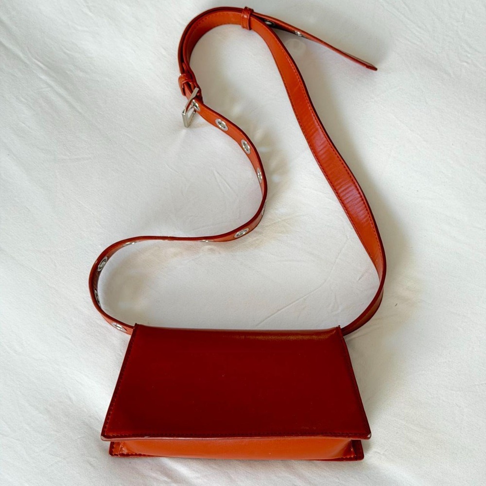 Charles & Keith Grommet Detail Rust Orange Structured Crossbody Shoulder Bag